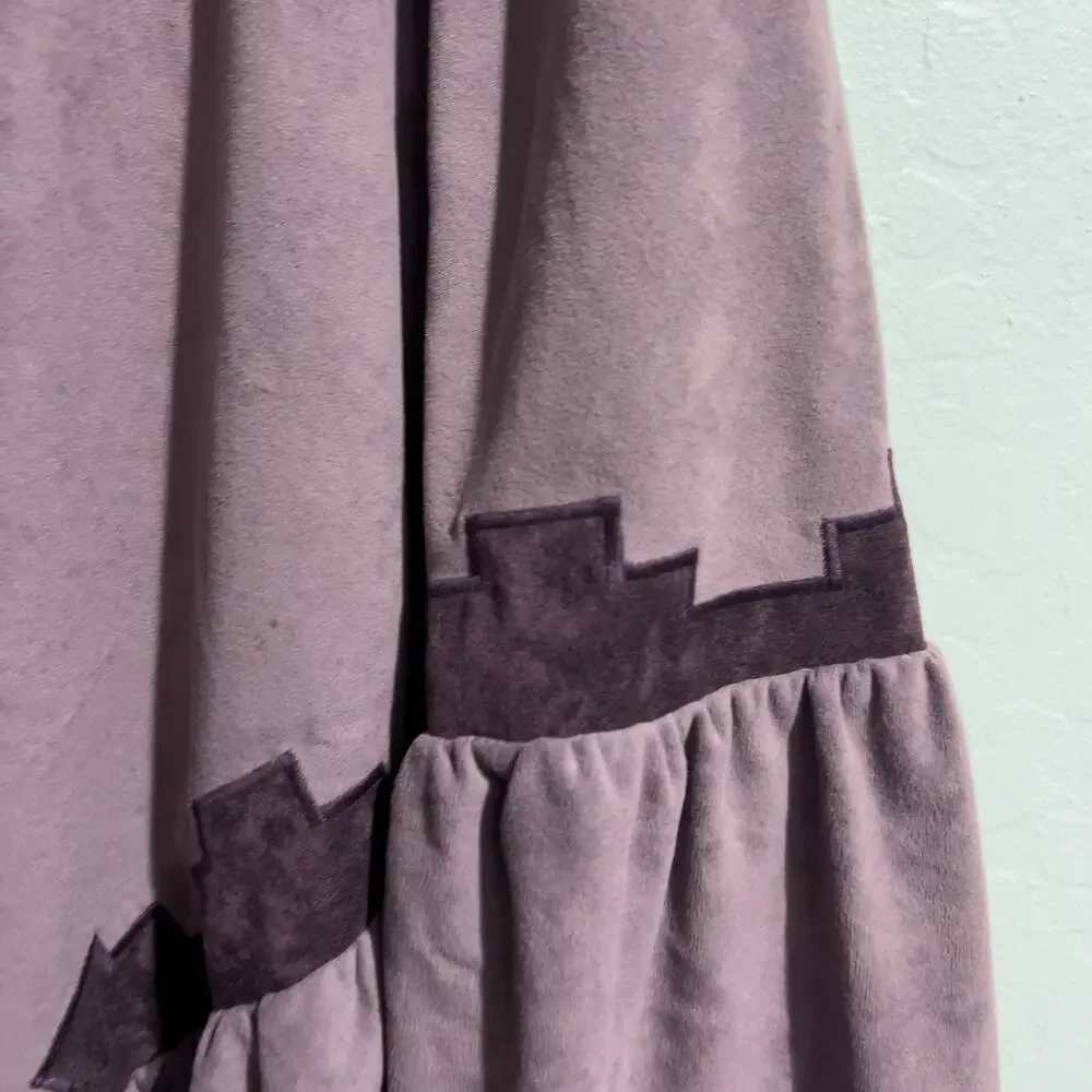 Vintage Skirt Small Medium Purple Plum Western Midi Tiered Faux Suede Festival - Picture 2 of 9